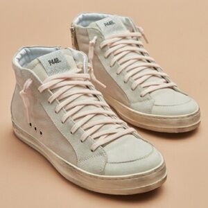 P448 Women's Beige and Pink High-Top Skate Sneakers